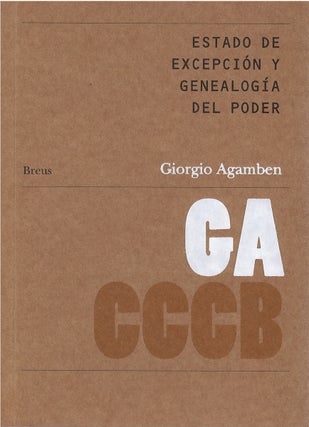 Item #00081482 Estado de Excepción y Genealogía del Poder. Giorgio Agamben