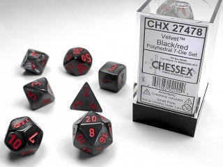 Item #00081560 Velvet Black/Red 7-die Polyhedral Set