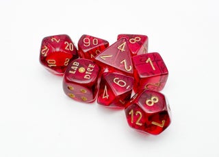 Item #00081563 Translucent Crimson/Gold 7-die Polyhedral Set
