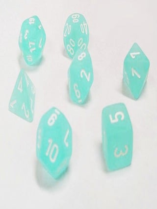 Item #00082950 Frosted Teal/White 7-die Polyhedral Set
