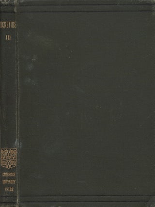 Item #00087701 T. Lucreti Cari De Rerum Natura: Liber Tertius. Lucretius, J. D. Duff