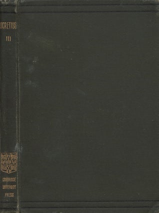 Item #00087701 T. Lucreti Cari De Rerum Natura: Liber Tertius. Lucretius, J. D. Duff