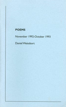 Item #017005 Poems November 1992 - October 1993. Daniel Weissbort