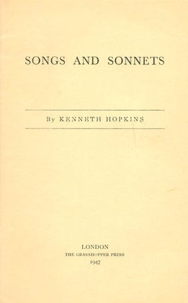 Item #032494 Songs and Sonnets. Kenneth Hopkins