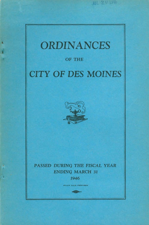 Item #035006 Ordinances of the City of Des Moines - 1946. John MacVicar, Mayor.