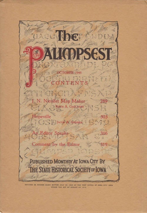 Item #036003 The Palimpsest - Volume 26 Number 10 - October 1945. Ruth A. Gallaher.