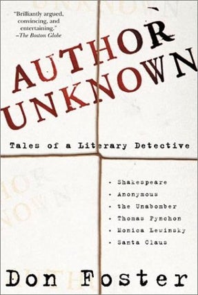 Item #044433 Author Unknown: On the Trail of Anonymous. Don Foster