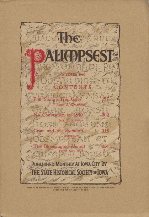 Item #044902 The Palimpsest - Volume 21 Number 10 - October 1940. John Ely Briggs.