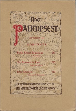 Item #045880 The Palimpsest - Volume 20 Number 9 - September 1939. John Ely Briggs