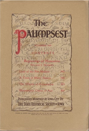 Item #046455 The Palimpsest - Volume 20 Number 11 - November 1939. John Ely Briggs