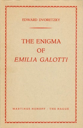 Item #050092 The Enigma of Emilia Galotti. Edward Dvoretzky