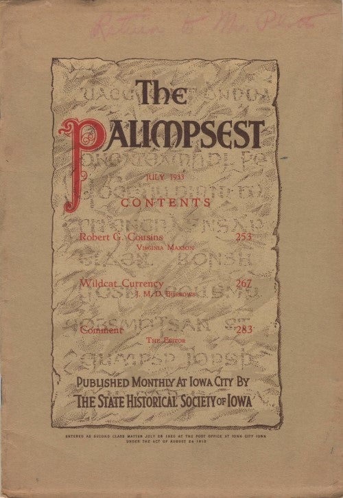 Item #052507 The Palimpsest - Volume 14 Number 7 - July 1933. John Ely Briggs.