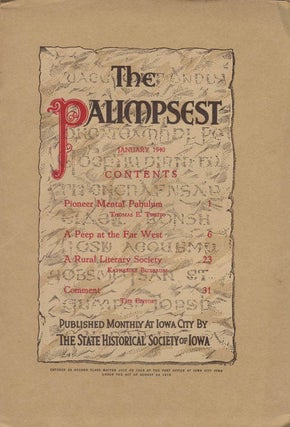 Item #053462 The Palimpsest - Volume 21 Number 1 - January 1940. John Ely Briggs