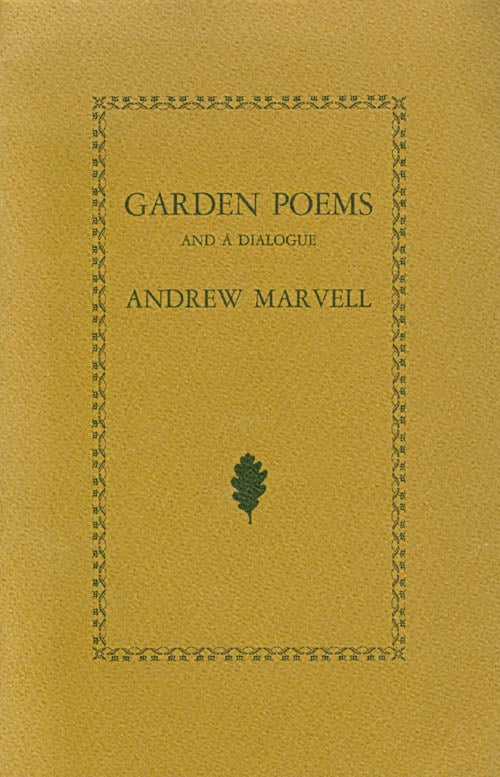 Item #056086 Garden Poems and A Dialogue. Andrew Marvell.