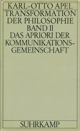 Item #056751 Transformation der Philosophie, Band II: Das Apriori der Kommunikationsgemeinschaft....
