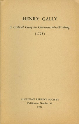 Item #056893 A Critical Essay on Characteristic-Writings from his translation of The Moral...