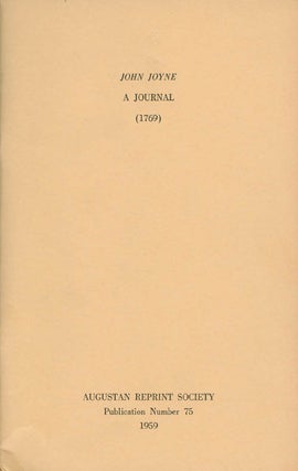 Item #056933 A Journal (1769). Publication Number 75. John Joyne, R. E. Hughes