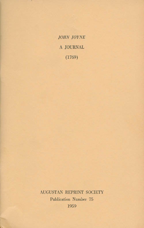 Item #056933 A Journal (1769). Publication Number 75. John Joyne, R. E. Hughes.