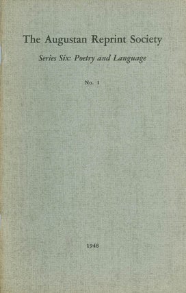 Item #056990 Series Six: Poetry and Language, No. 1: Reflections on Dr. Swift's Letter to Harley...