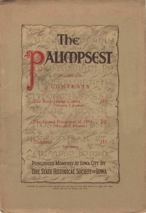 Item #060852 The Palimpsest - Volume 14 Number 8 - August 1933. John Ely Briggs.