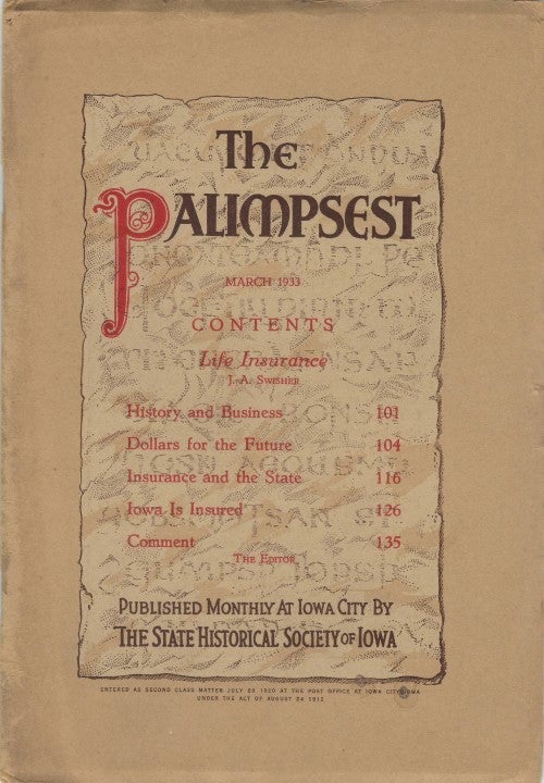 Item #060854 The Palimpsest - Volume 14 Number 3 - March 1933. John Ely Briggs.