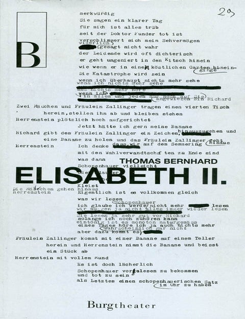 Item #060905 Elisabeth II.: Keine Kom&ouml;die. Thomas Bernhard.