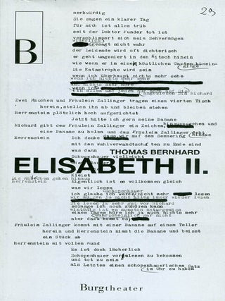 Item #060905 Elisabeth II.: Keine Komödie. Thomas Bernhard