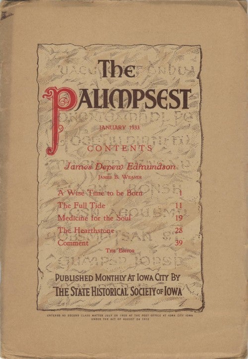 Item #061105 The Palimpsest - Volume 14 Number 1 - January 1933. John Ely Briggs.