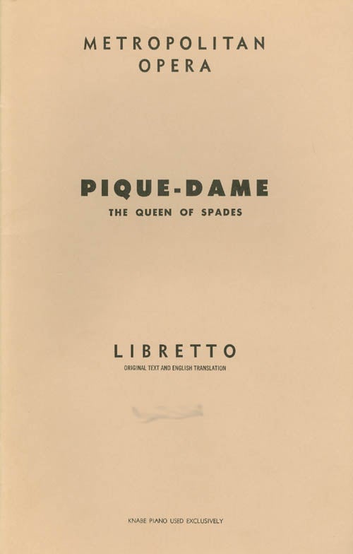Item #061353 Pique-Dame (The Queen of Spades) (G. Schirmer's Collection of Opera Librettos, Ed. 2650). Peter I. Tchaikovsky, Modest Tchaikovsky, Boris Goldovsky, music, libretto, trans.