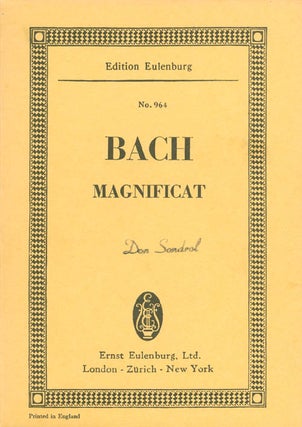 Item #061463 Magnificat (Eulenburg No. 964). Johann Sebastian Bach, Arnold Schering, foreword