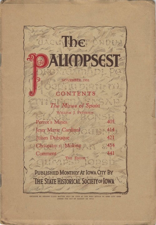 Item #061645 The Palimpsest - Volume 12 Number 11 - November 1931. John Ely Briggs.