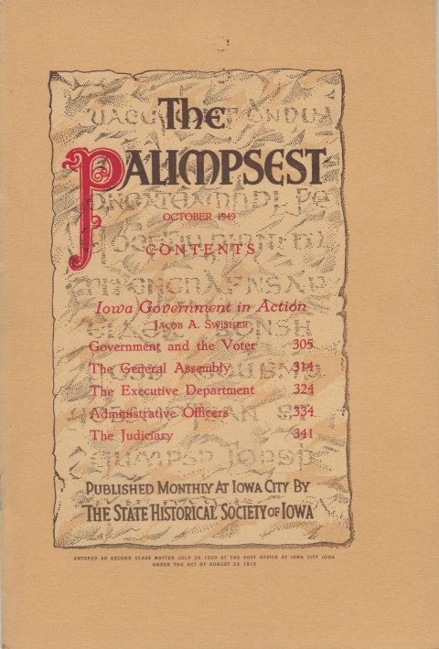 Item #062328 The Palimpsest - Volume 30 Number 10 - October 1949. William J. Petersen.