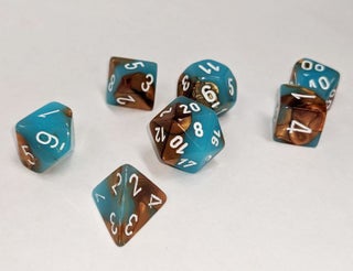 Item #062781 Gemini Copper-Turquoise/White 7-die Polyhedral Set