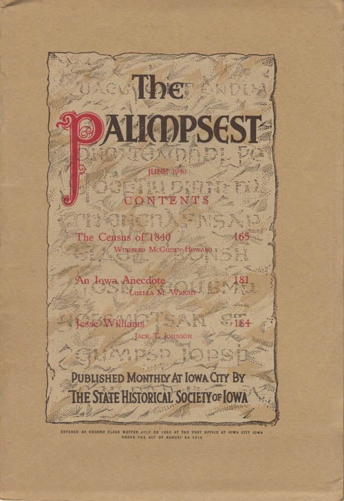 Item #063681 The Palimpsest - Volume 21 Number 6 - June 1940. John Ely Briggs.