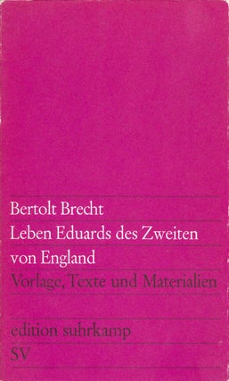 Item #063758 Leben Eduards des Zweiten von England (Vorlage, Texte un Materialien). Bertolt Brecht