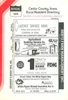 Item #063894 Cedar County, Iowa Rural Resident Directory - 1978. Directory Service Company