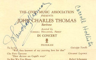 Item #065834 The Civic Music Association Presents John Charles Thomas, Baritone, Assisted by...