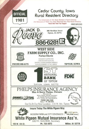 Item #066076 Cedar County, Iowa Rural Resident Directory - 1981. Directory Service Company