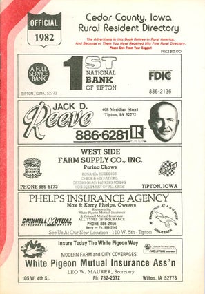 Item #066078 Cedar County, Iowa Rural Resident Directory - 1982. Directory Service Company