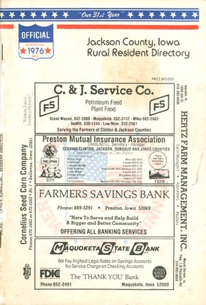 Item #066082 Jackson County, Iowa Rural Resident Directory - 1976. Directory Service Company