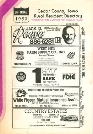 Item #066083 Cedar County, Iowa Rural Resident Directory - 1980. Directory Service Company