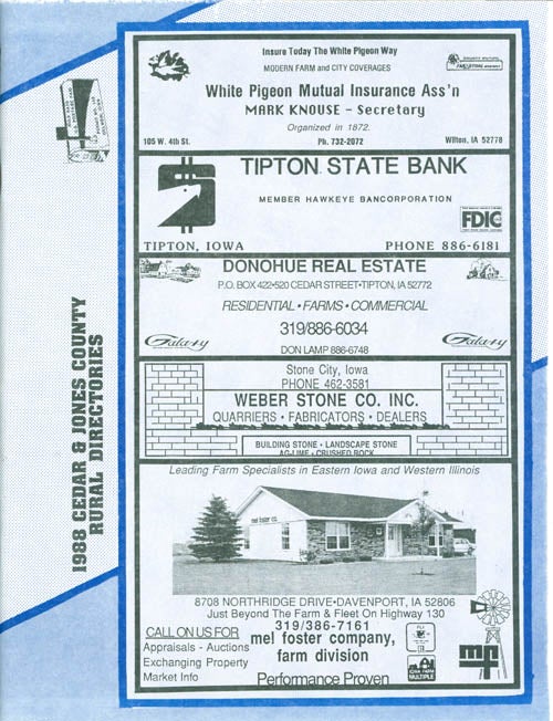 Item #066084 1988 Cedar & Jones County Rural Directories. Midwestern M A. P. S.