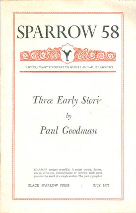 Item #072170 Sparrow 58: Three Early Stories. Paul Goodman