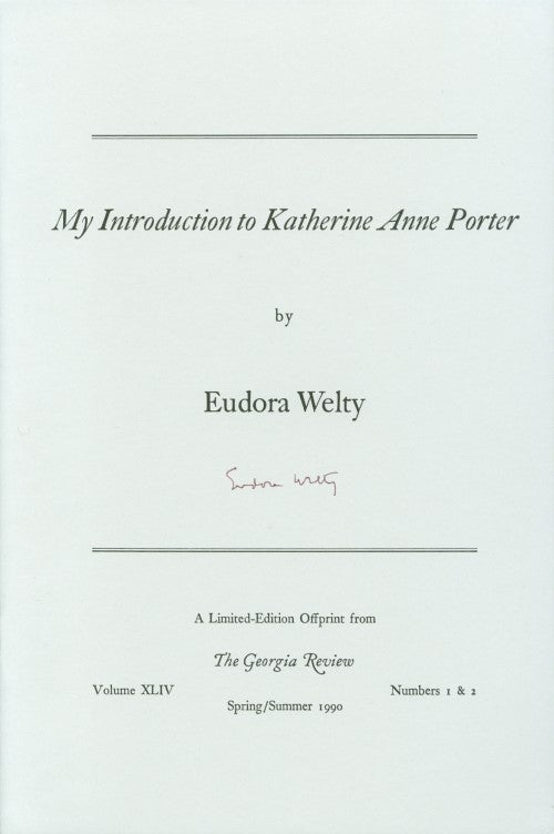 Item #072335 My Introduction to Katherine Anne Porter. Eudora Welty.