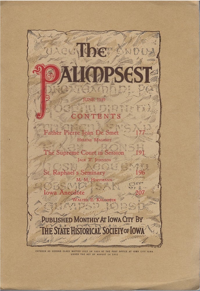 Item #076330 The Palimpsest - Volume 20 Number 6 - June 1939. John Ely Briggs.