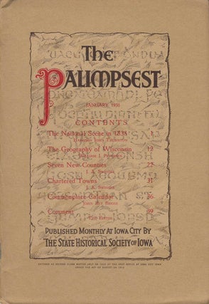 Item #078460 The Palimpsest - Volume 19 Number 1 - January 1938. John Ely Briggs