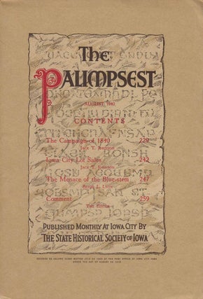 Item #078491 The Palimpsest - Volume 21 Number 8 - August 1940. John Ely Briggs