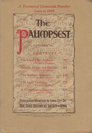 Item #078651 The Palimpsest - Volume 19 Number 10 - October 1938. John Ely Briggs