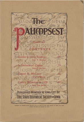 Item #78852 The Palimpsest - Volume 20 Number 3 - March 1939. John Ely Briggs