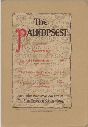 Item #78853 The Palimpsest - Volume 20 Number 4 - April 1939. John Ely Briggs